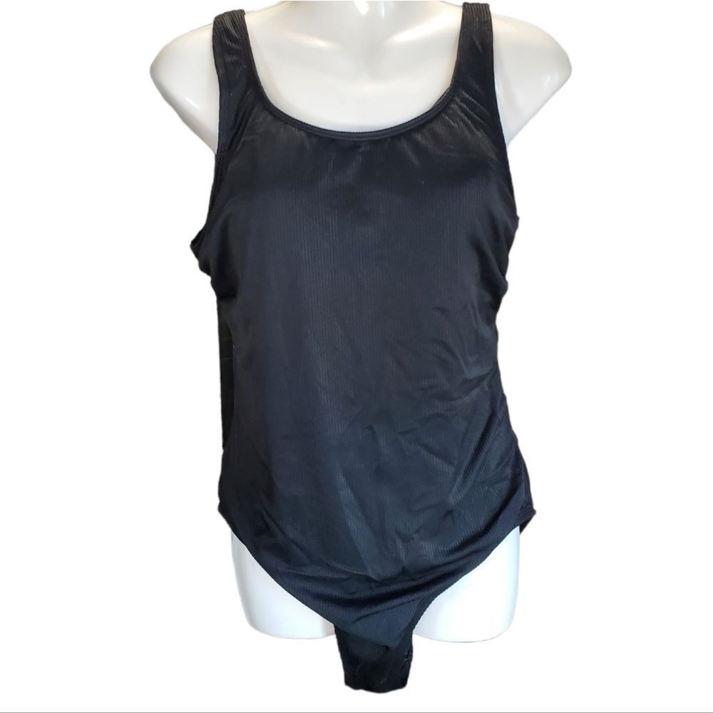 Black ribbed one-piece swimsuit XL